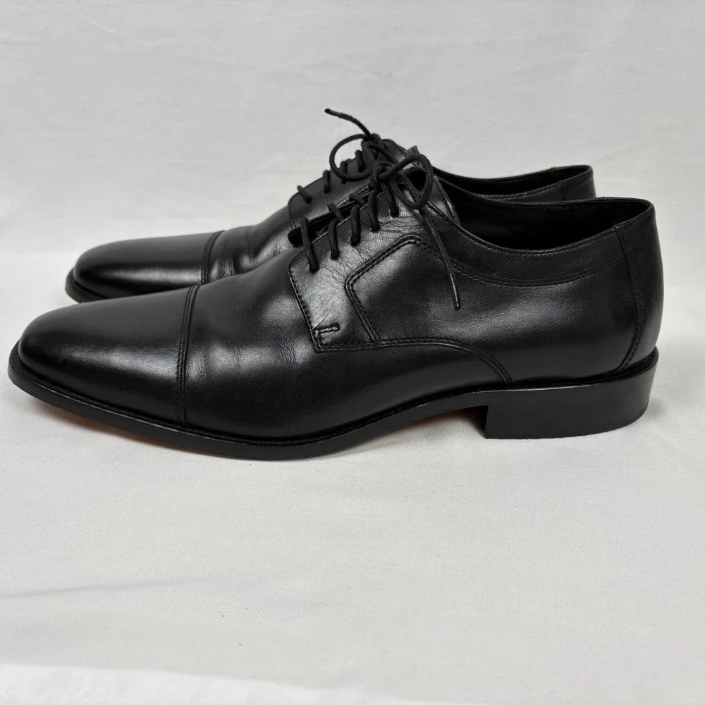 Johnston‎ & Murphy Dress Shoes 12M Black Leather Cap Toe Oxford Formal Business